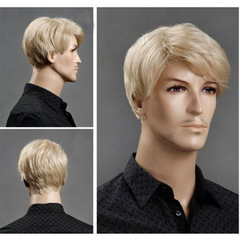 クロスボーダーの新しいファッショントレンドメンズウィッグヨーロッパとアメリカの男性の気質ショートヘア斜め前髪ハンサムウィッグヘッドギア
