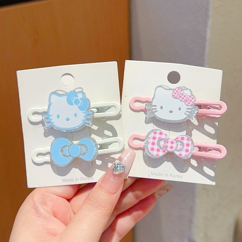 かわいいシームレスなサイド前髪クリップ、甘いガーリーハートロンググリッターキャットダックビルメイクアップポジショニングヘアクリップ|undefined