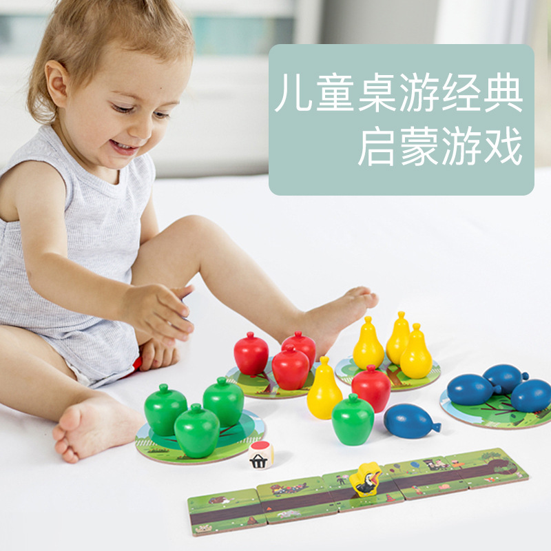 Crow Orchard Fruit Color Classification Parent-Child Interactive Desktop Games Early Education Educational Children's Toys Wooden