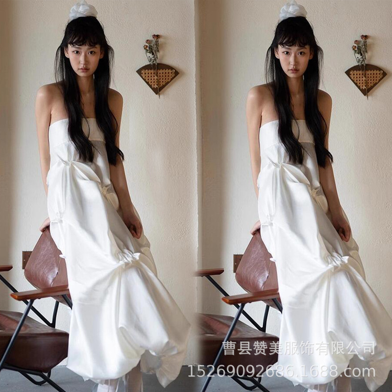 Photo Studio's New Korean Style White Pure Lust Style Engagement Tube Top Skirt Indoor Atmosphere Photo Photography Art Photo Clothing