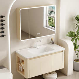 广东佛山陶瓷一体盆侧边收纳浴室柜组合洗手盆洗漱台卫生间
