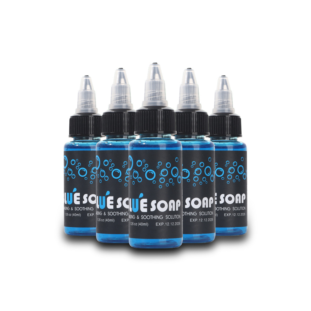 Transfronterizo azul algas tatuaje solución de limpieza de espuma desinfectante limpieza azul algas 40ML tatuaje suministros de limpieza tatuaje consumibles