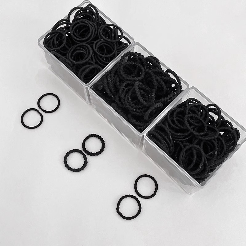 Pequeño cinturón negro para niños anillo de cabello para niñas cuerdas de cabello para bebés cubierta de cabello de cuero pequeña cantidad de cabello de alta elasticidad no daña el cabello