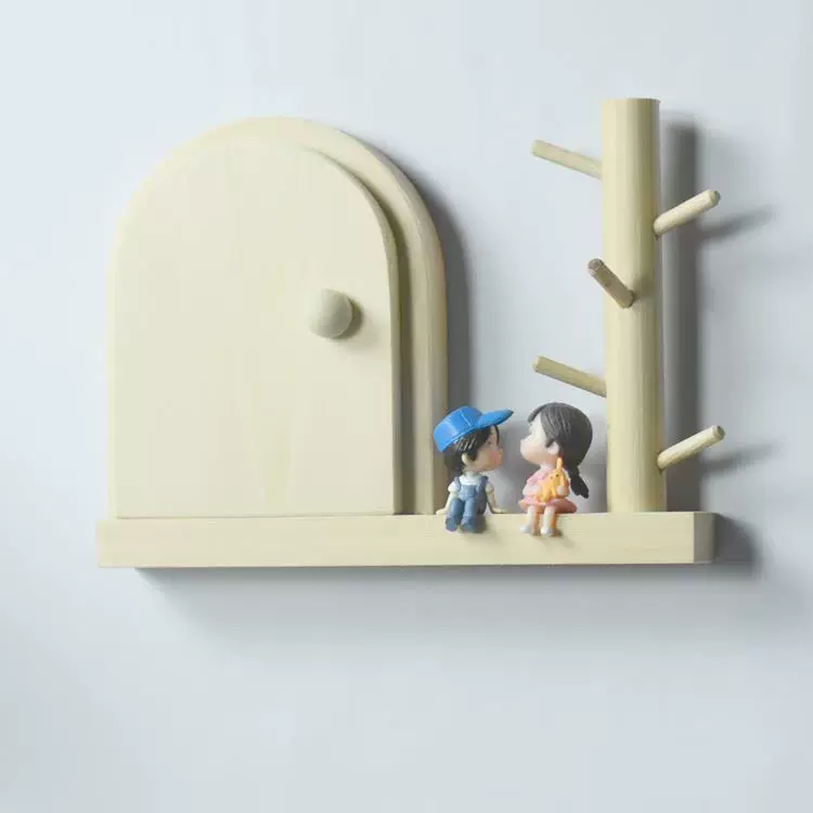 Switch key, modern creative protective case from natural wood on wall, simple and elegant design