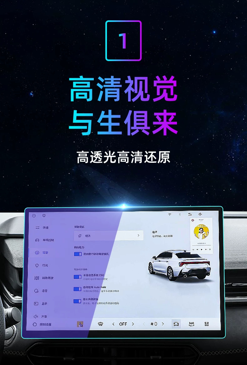 Suitable for 26 models of Lynk & Co 03: tempered glass screen protector for the central control screen, car navigation screen, and dashboard