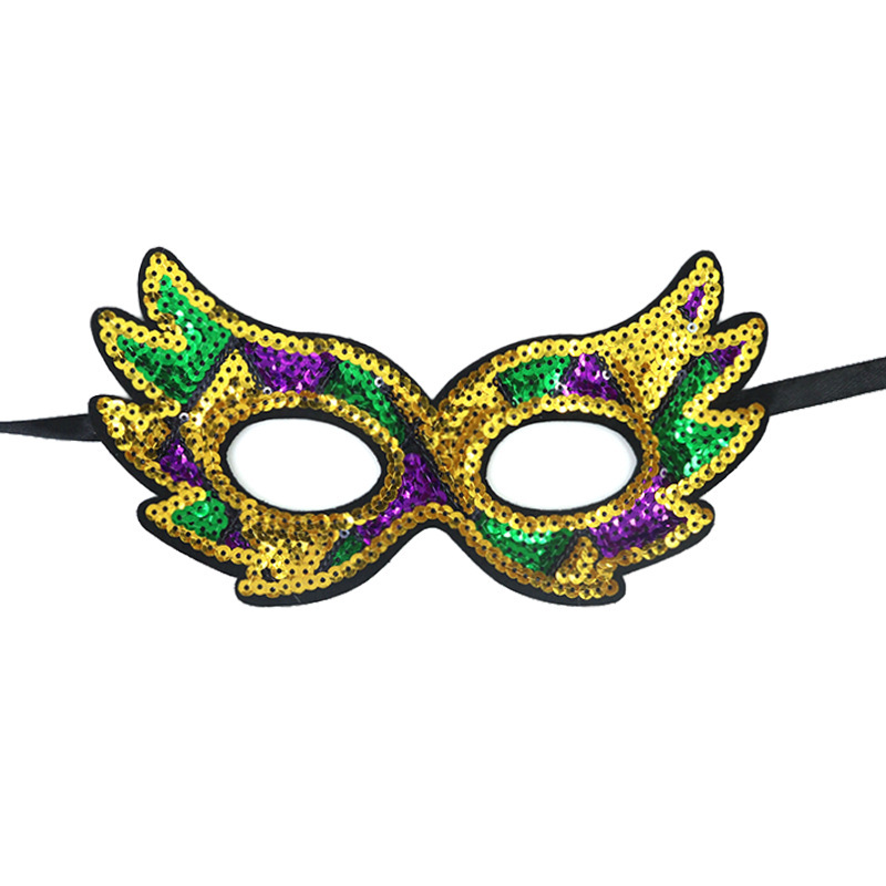 Máscaras de fiesta de carnaval plumas de color brazaletes Amazon oro púrpura verde sequillas payaso tricolor