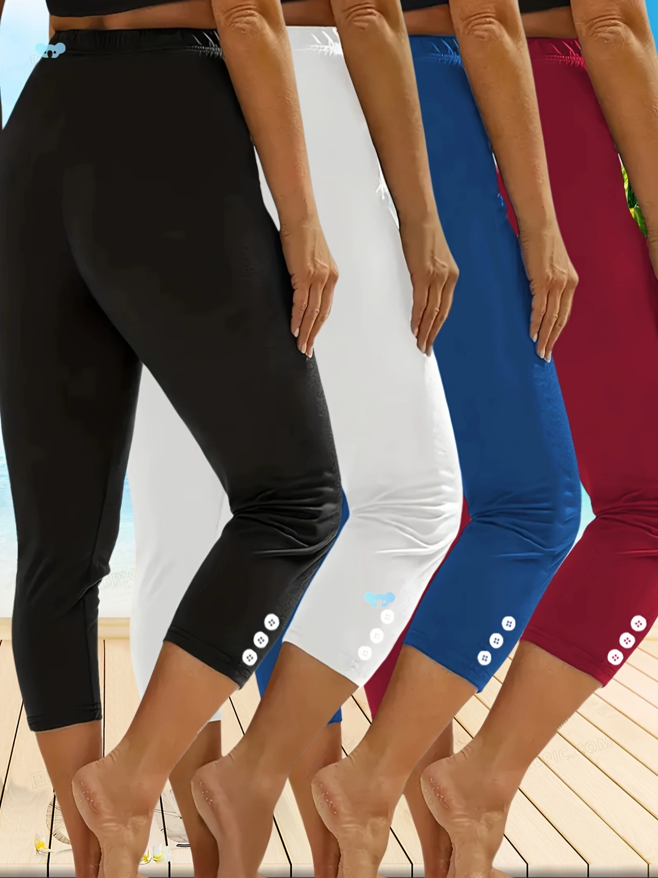 4 шт. женские эластичные капри больших размеров с высокой талией, трансграничные