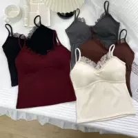 Топ с чашечками, утолщённая майка-бюстье, one size, кружевная окантовка и регулируемые бретели