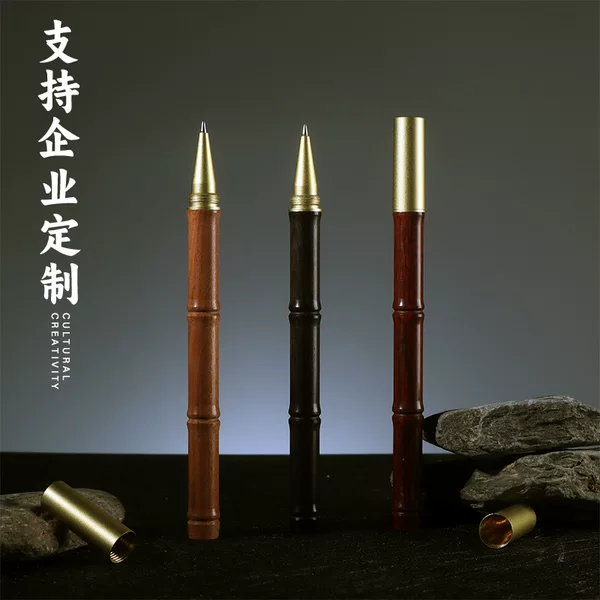 Factory wholesale brass sandalwood ball pen mahogany bamboo pen vintage solid wood signature pen business gifts