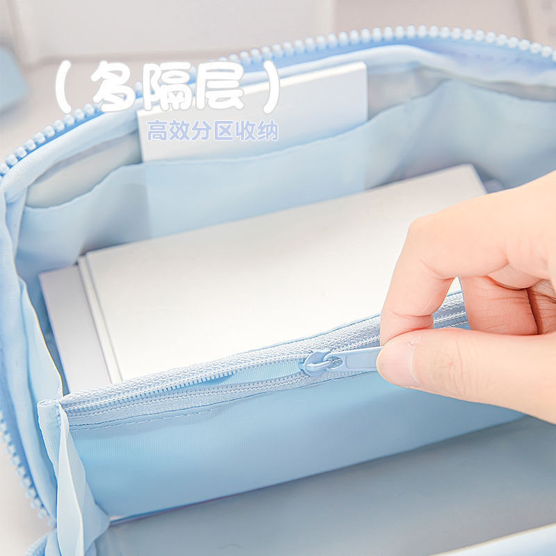 新款奶白色棱镜高颜值笔袋大容量初高中生少女心翻折式小众文具袋|undefined