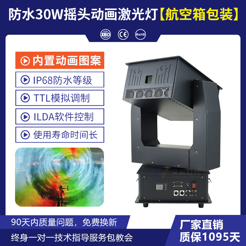 Wenjing luz láser de animación de sacudida de cabeza impermeable de alta potencia iluminación escénica al aire libre luz láser de techo al aire libre emblemática