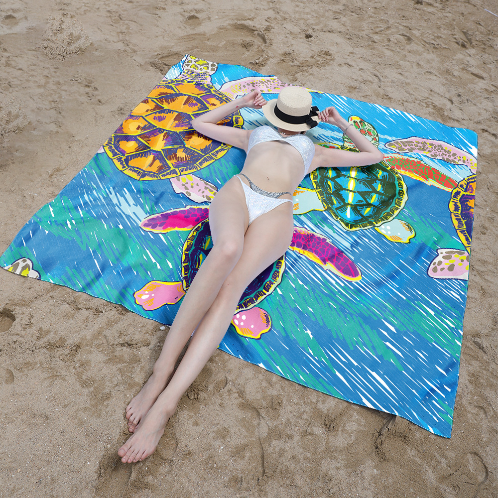 Tapete de picnic tapete ultrafino tapete impermeable y a prueba de arena tapete de playa portátil a prueba de humedad tapete de playa de impresión digital al aire libre