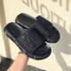 2025 Men's Slippers Summer Breathable Exterior Trendy Internet-famous Beach Shoes Non-slip Dissolved Bottom Trendy Brand One-word Beach Slippers