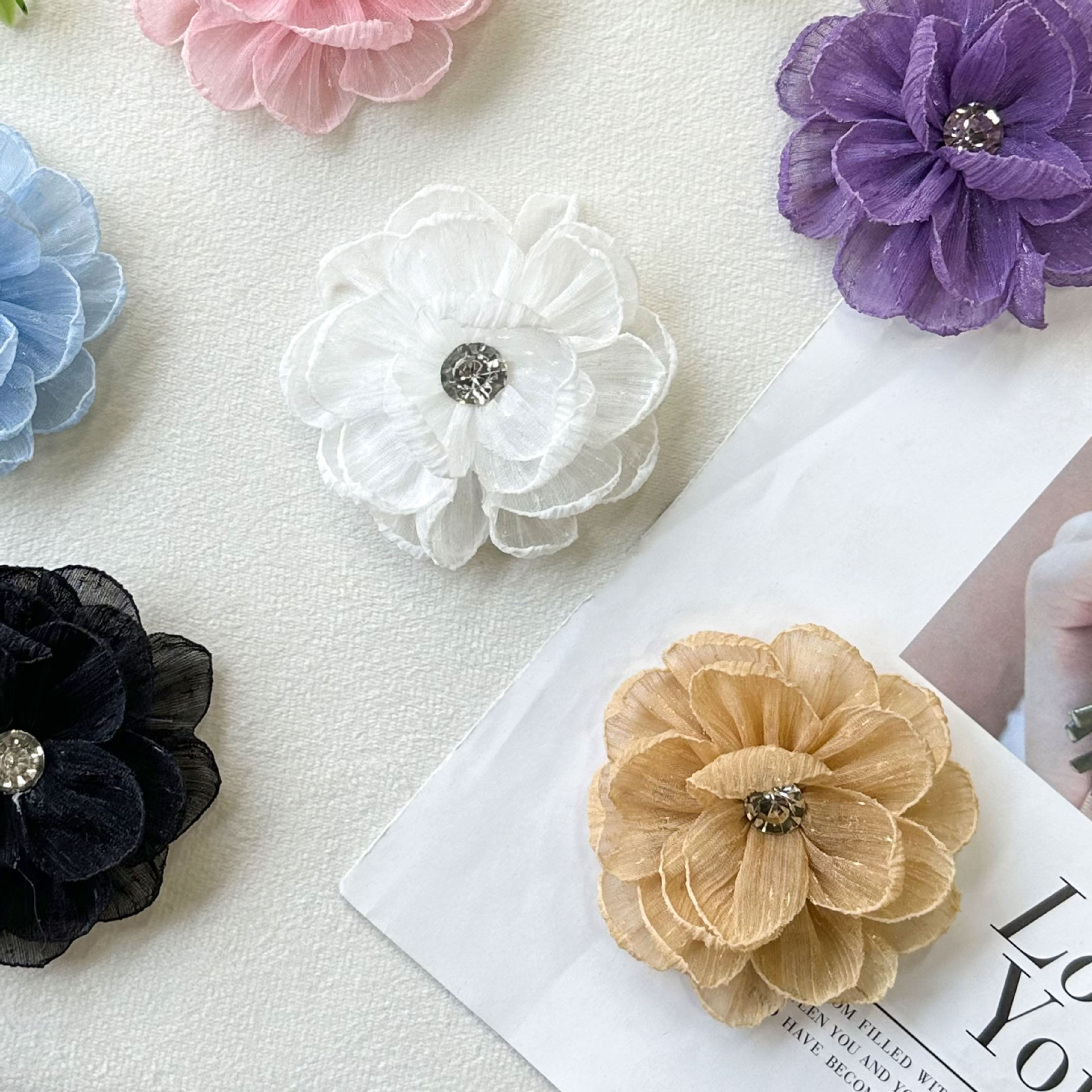 7cm mallas super temperamento de color ogan pequeñas flores materiales hechos a mano accesorios de ropa joyería tocado zapatos flores