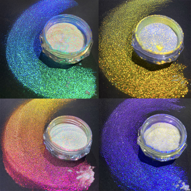 Cross-Border New Product High-Gloss Aurora Chameleon Powder Neon Powder Wearable Nail Crafts Glitter Powder Flash Nail Art Accessories