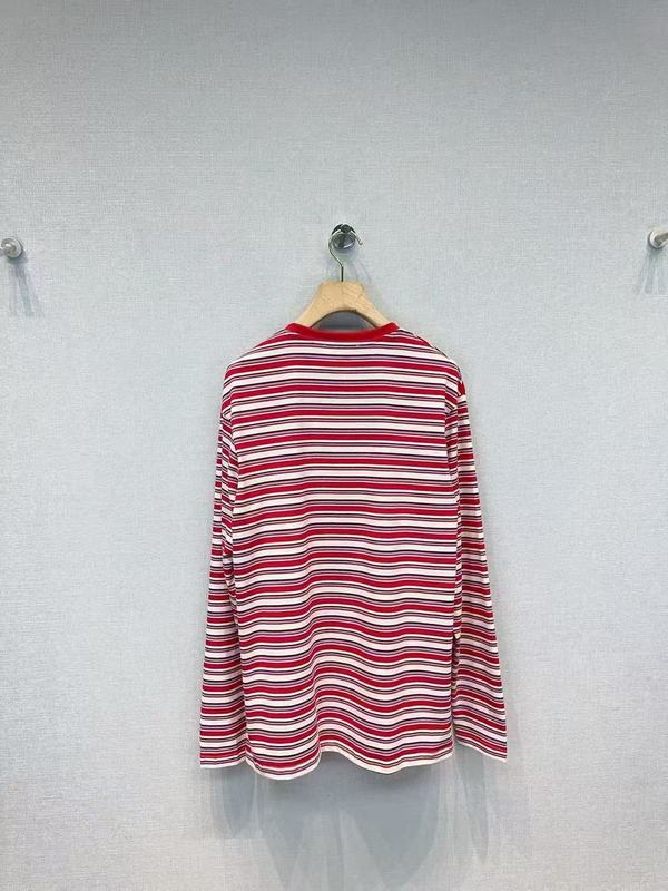 Miaojia シリーズ 24SS 新しい多用途カジュアルルーズコントラストストライプラウンドネック長袖 Tシャツ男性と女性のカップルトップス|undefined
