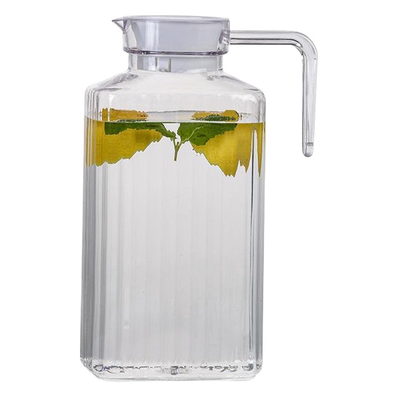 Olla de PC olla de rayas acrílicas botella de agua fría de plástico botella de agua fría transparente olla octogonal olla de jugo tetera de flor marrón