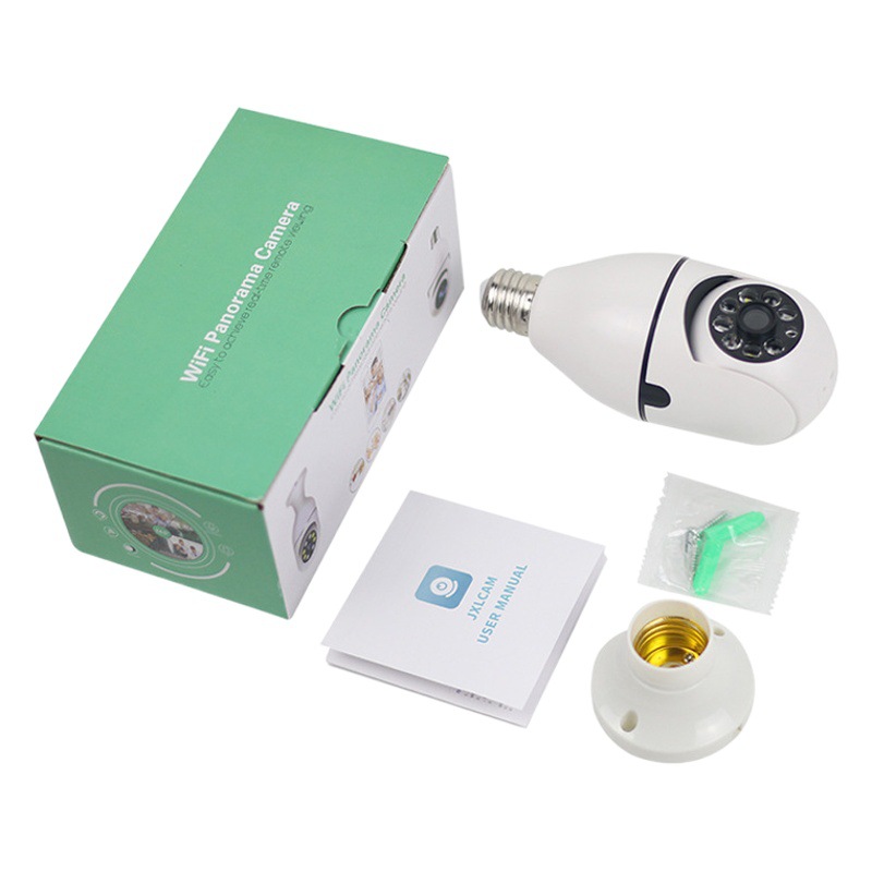 Cámara de bombilla de visión nocturna inalámbrica compatible con vista panorámica de 360 grados, protección de vigilancia inteligente, cámara HD para el hogar