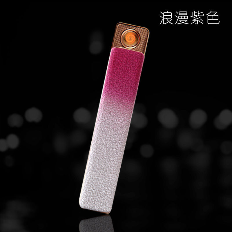 打火机新款热卖创意金属usb充电便携电子点烟器 防风细长条打火机|undefined