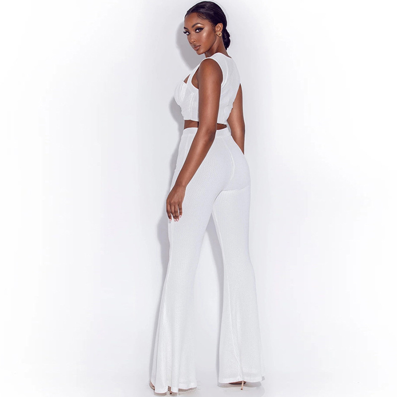 women s new slim high waist vest bag hip wide-leg pants casual suit nihaostyles clothing wholesale NSXPF71178