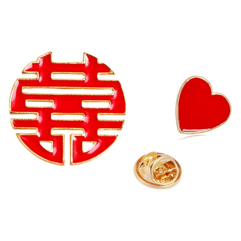 Doble Xi carácter broche redondo boda amor insignia collar hebilla joyería novio novia broche de boda accesorios de la boda