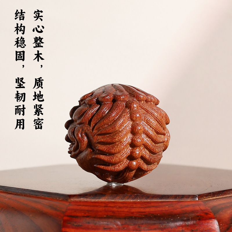 天然金星白檀彫刻貔貅ハンドボールハンドピースヘルスケアボールデスクトップ装飾品無垢材無塗装茶ペット|undefined