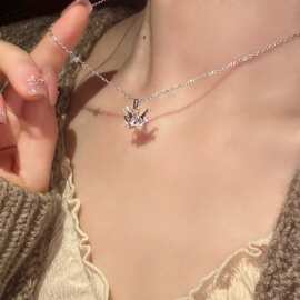 新款星光千纸鹤项链女秋冬新款毛衣链小众配饰轻奢百搭锁骨链