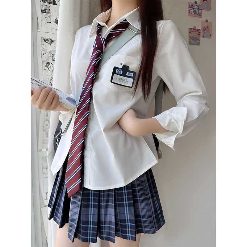 正版学院风日系白色jk衬衫甜美宽松长短袖衬衣tr面料女夏百搭校供|undefined