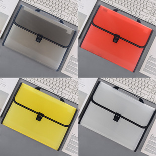 A4 Twill Handheld Organ Bag PP Rainbow Inner Page Document Storage Folder 13 Lattice Primary and Secondary School Students Test Paper Storage Bag