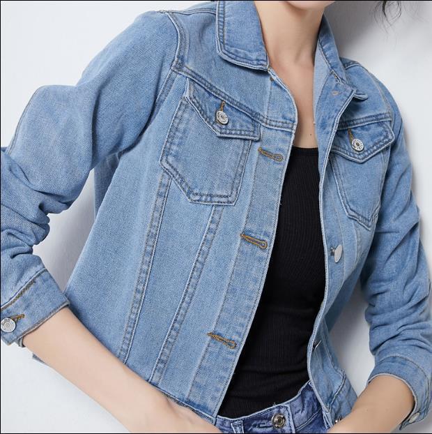 Blue Short Denim Jacket Student Jacket Denim Shirt Spring and Autumn Solid Color Long-Sleeved Women's Top Blue Short Denim Jacket Student Jacket Denim Shirt Spring and Autumn Solid Color Long-Sleeved Women's Top