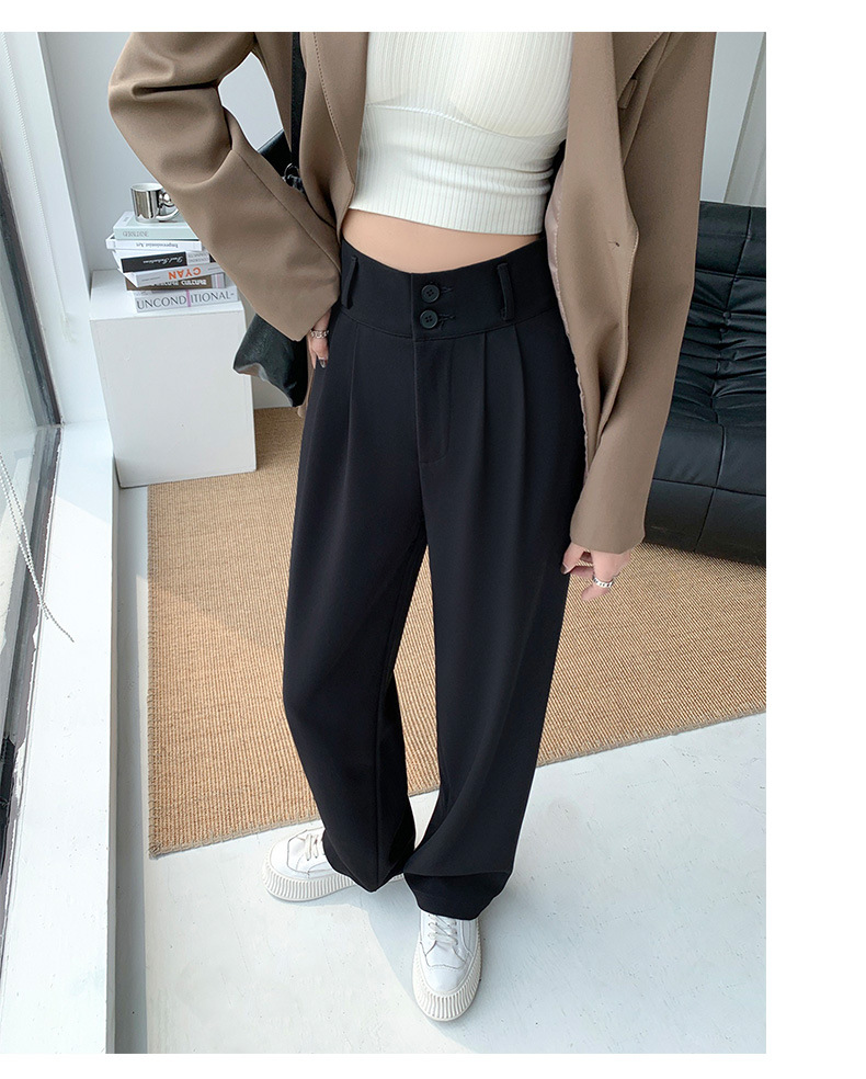 High-waisted wide-leg pants for women 2023 Spring and autumn: Loose and slimming straight-leg pants with a drape, floor-length pants, double-button casual suit pants pic 24