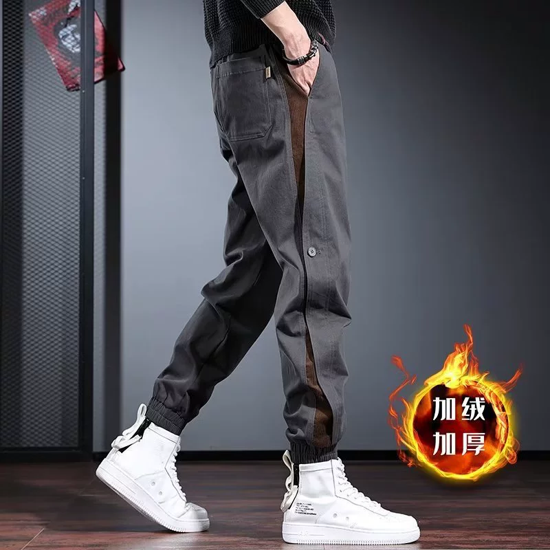 Приливные штаны, мужские свободные штаны, повседневные фланговые штаны, осенние и зимние дизайнерские штаны, мужские штаны, красивые шаровары