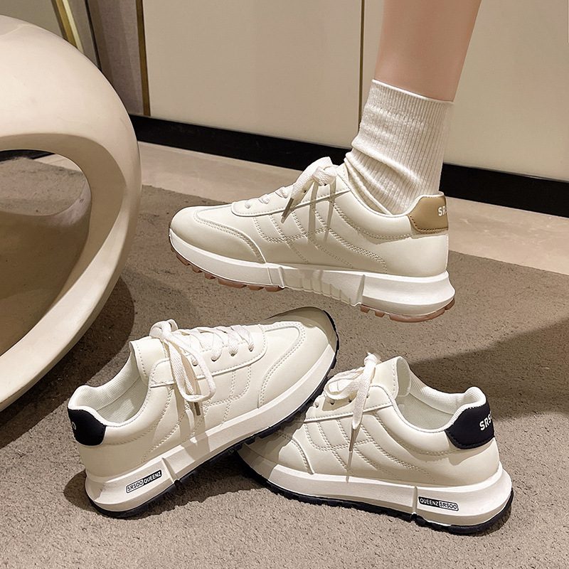 小白鞋女鞋2025新款秋季时尚百搭厚底系带增高显瘦运动休闲鞋