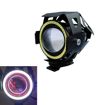 Cross-Border Motorcycle Led Spotlight U7 Laser Cannon Headlight Devil Eye Flashing Strong Light Front Light Electric Vehicle Light Modification (Motorcycle headlights, headlights) - u7-single-angel-eyes-white-light