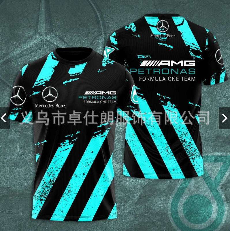 Cross-Border New Model Mercedes-Amg Petronas F1 Team T-Shirt in Black with Vintage Print, Full-Print Racing Fan Short-Sleeve Top Cross-Border New Model Mercedes-Amg Petronas F1 Team T-Shirt in Black with Vintage Print, Full-Print Racing Fan Short-Sleeve Top