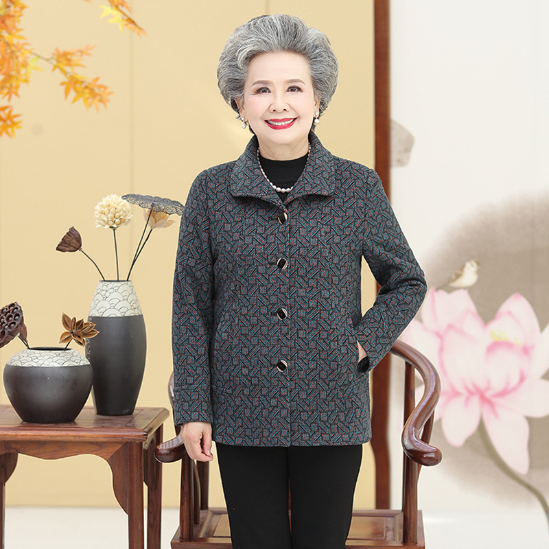 老年人秋冬奶奶加绒加厚外套60岁70妈妈宽松春秋长袖上老太太衣服|undefined