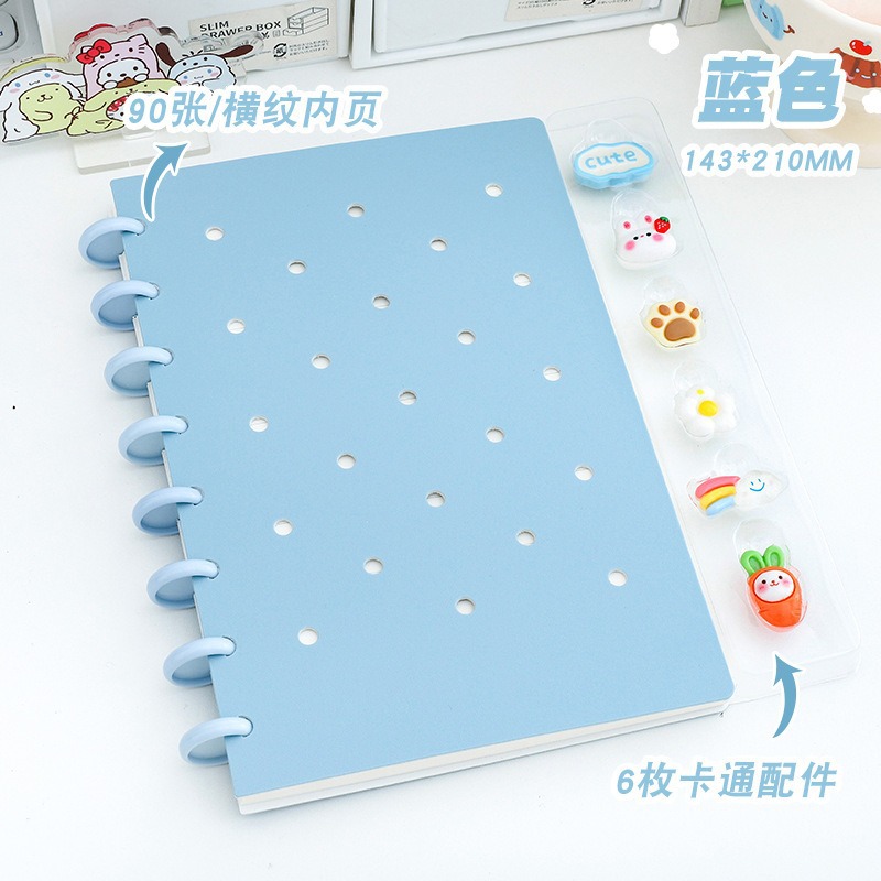 A5 agujero de botón de hongos en stock DIY reemplazable página interior cuadernos personalizados de estudiantes de clase al por mayor image 8
