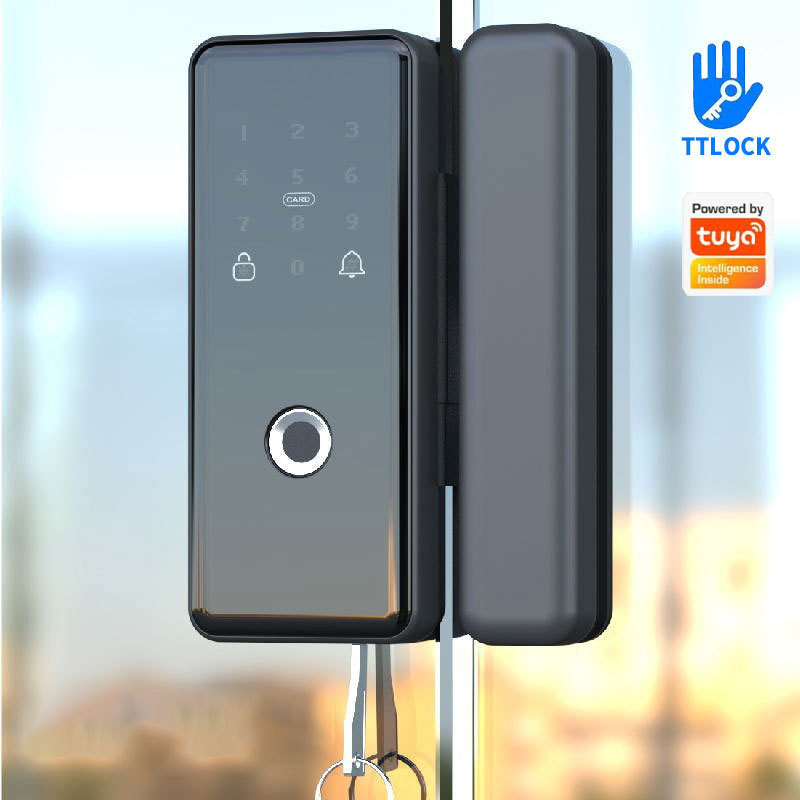 跨境办公室单双开玻璃门锁TTLOCK指纹锁涂鸦WiFi锁智能锁智能门锁