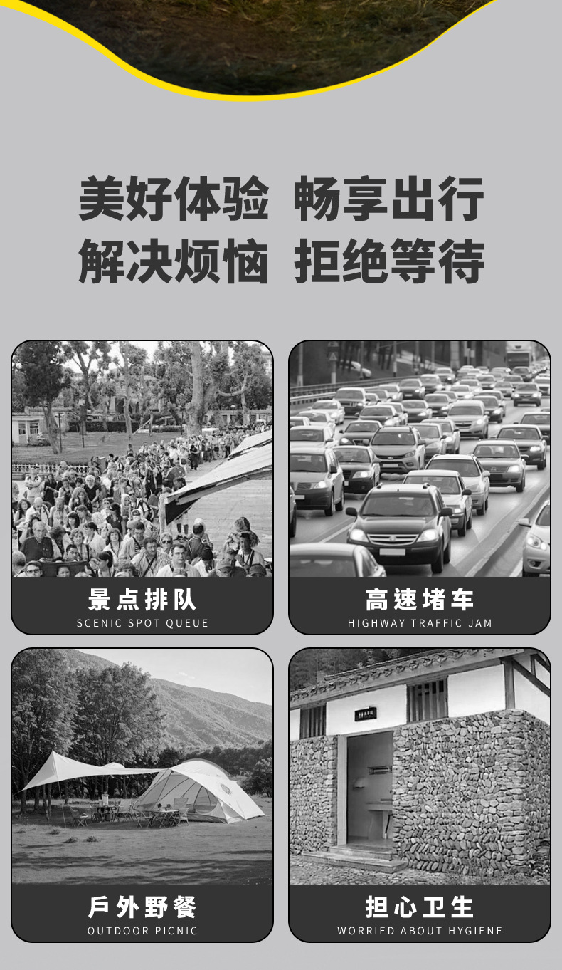 Outdoor Toilet, Car-Mounted Portable Toilet, Foldable Anti-Odor Toilet for Adults and Children, Suitable for Self-Driving Camping and Emergencies