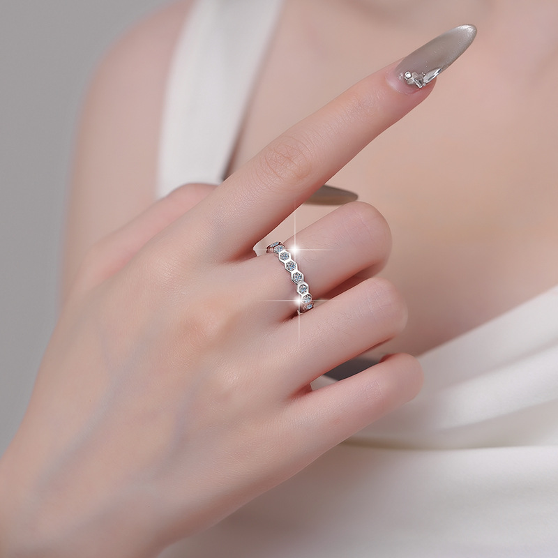 925 Sterling Silver Moissanite Ring For Women With Pt950 Plating_voghion.com