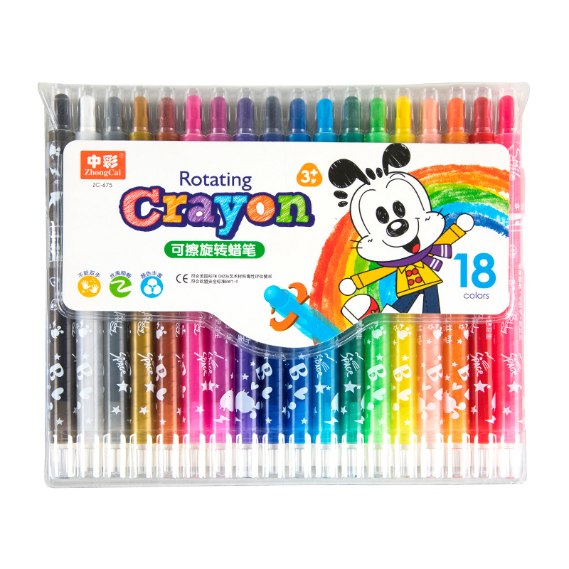 Juego de Crayones Giratorios para Niños PVC Borrable y Giratorio para Pintura