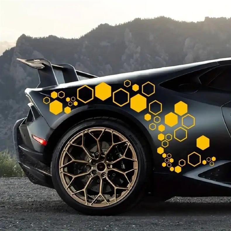 Cross-border foreign trade hexagonal car stickers creative personality electric motorcycle honeycomb high sense scratch cover stickers