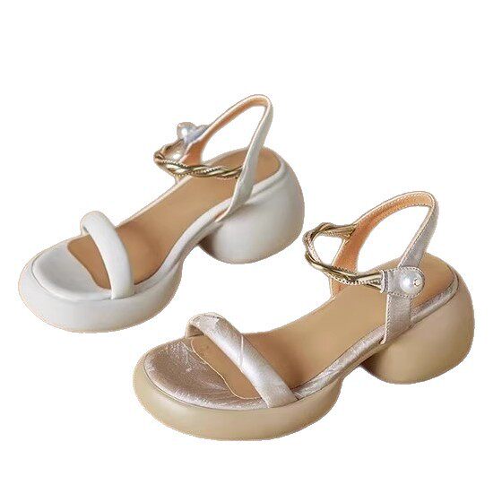 Factory Direct Sales Sandals for Women 2025 New Summer Fashion High-End New Women's Shoes Thick-Soled Women's Roman Shoes