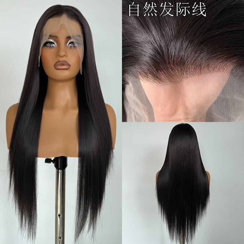European and American Style Brown Long Straight Hair Synthetic Lace Front Wig for Women, Full Head Wig with Natural Hairline, Wholesale from Manufacturer European and American Style Brown Long Straight Hair Synthetic Lace Front Wig for Women, Full Head Wig with Natural Hairline, Wholesale from Manufacturer