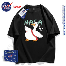 同款NASA联名重磅纯棉短袖T恤男女款美式宽松情侣印花百搭上