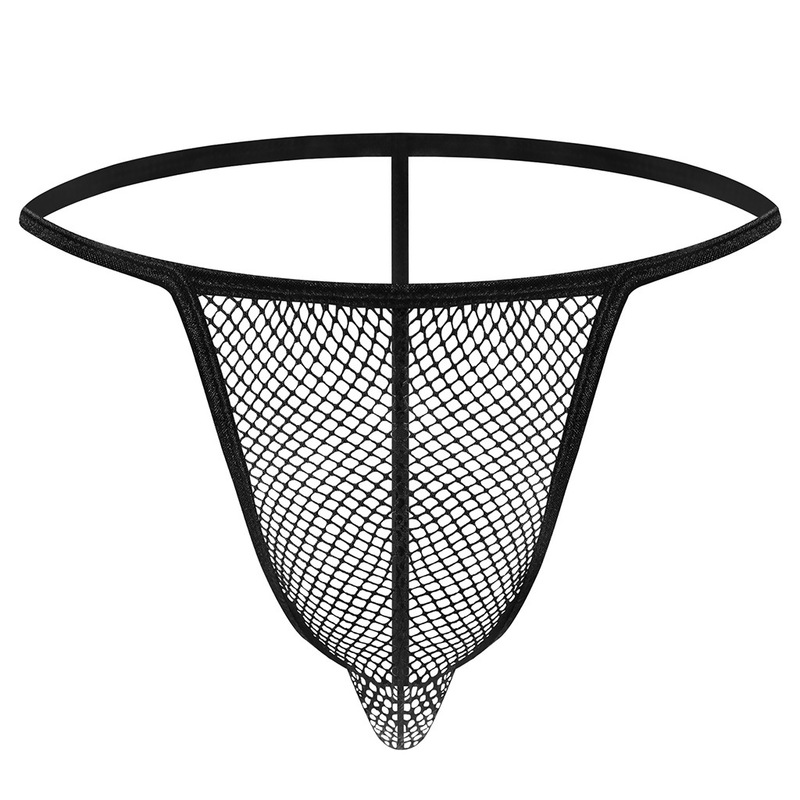 Tzy1119T men's low waist sexy underwear wholesale large mesh thick mesh full transparent string thong T pants