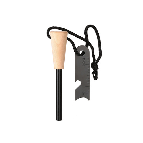 Portable outdoor flint and steel camping equipment wilderness survival tool magnesium rod fire starter wooden handle fire stick