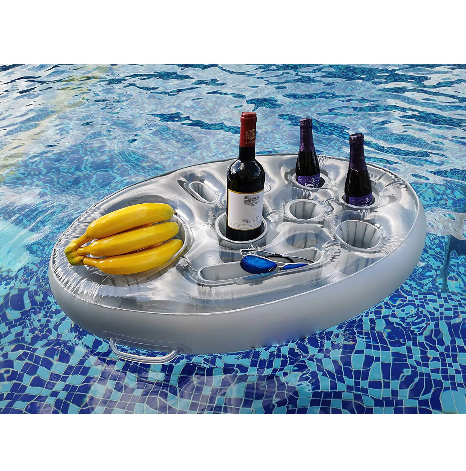 泳池漂浮杯座派对水上漂浮冰桶 饮料啤酒垫 充气水上杯垫漂浮饮料