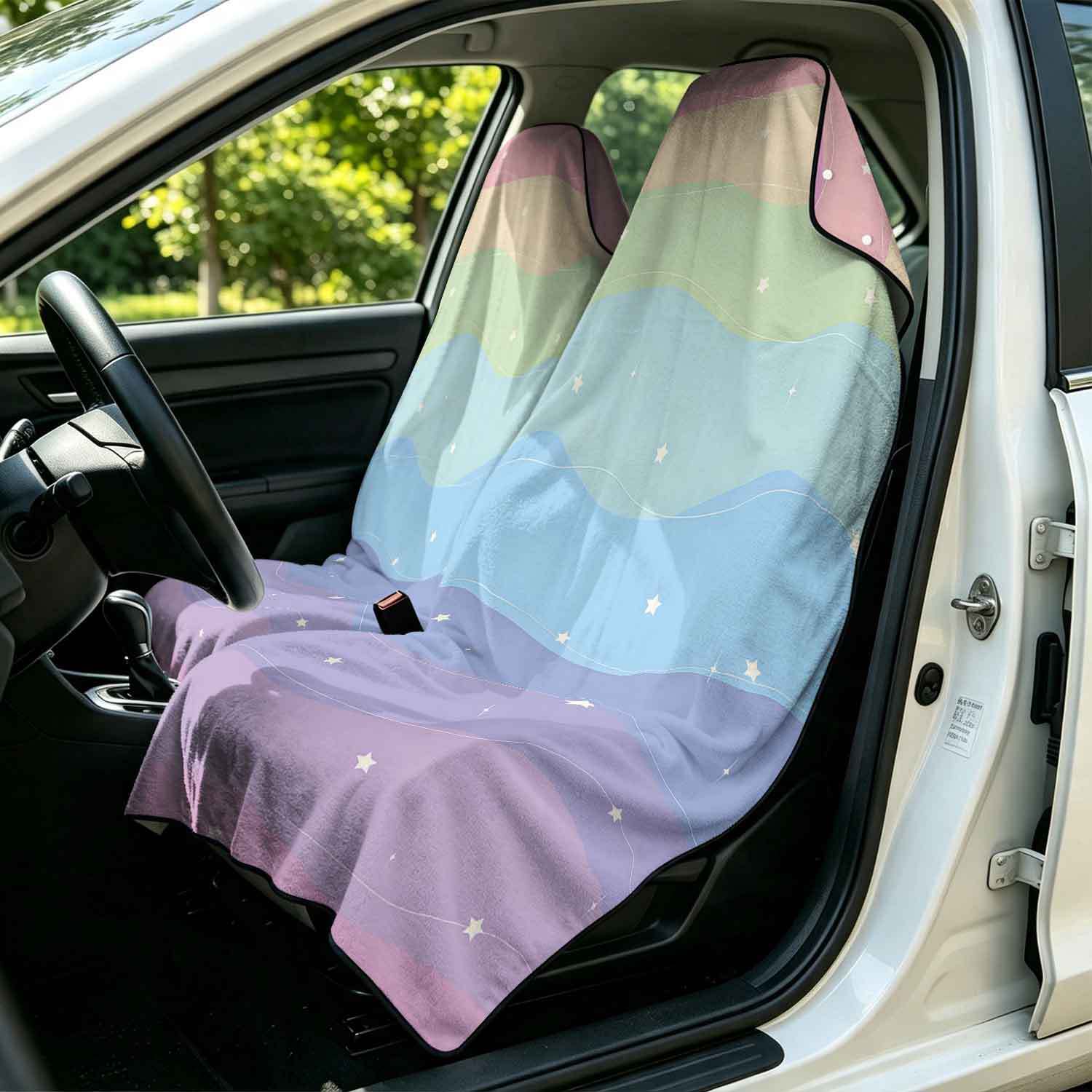 2-piece dual-use car seat cover, ultra-fine fiber, can be used as a beach towel, printed car protective seat cover 6