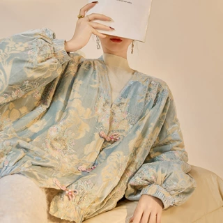 国风珠绣单排扣高端冬季羽绒服女新中式百搭新款宽松外套 NY030
